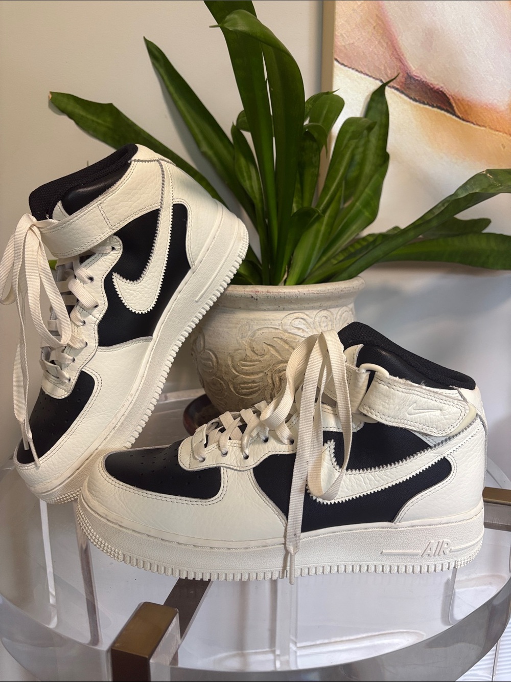 Nike Air Force 1 Mid '07 sneakers in black and white "Reverse Panda" colorway